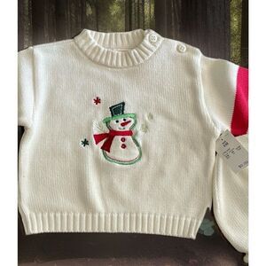Vintage 2003 Celebrity Kids 6M Christmas Embroidered Snowman Sweater Hat NOS NWT
